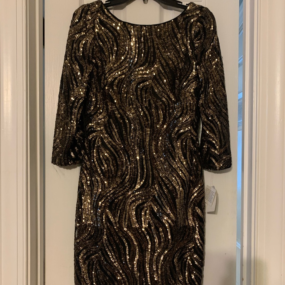 Gold and Black Sequin Dress